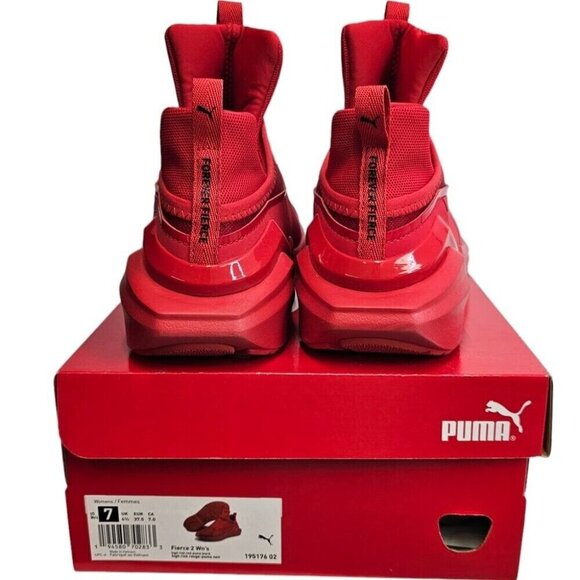 Puma Fierce Womens Fierce 2 High Risk Red High Top Trainers Size 7 - Picture 2 of 9